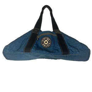 Vtg Kipling Large Duffle Bag Travel Weekender Nylon Zip Blue Overnight Tote